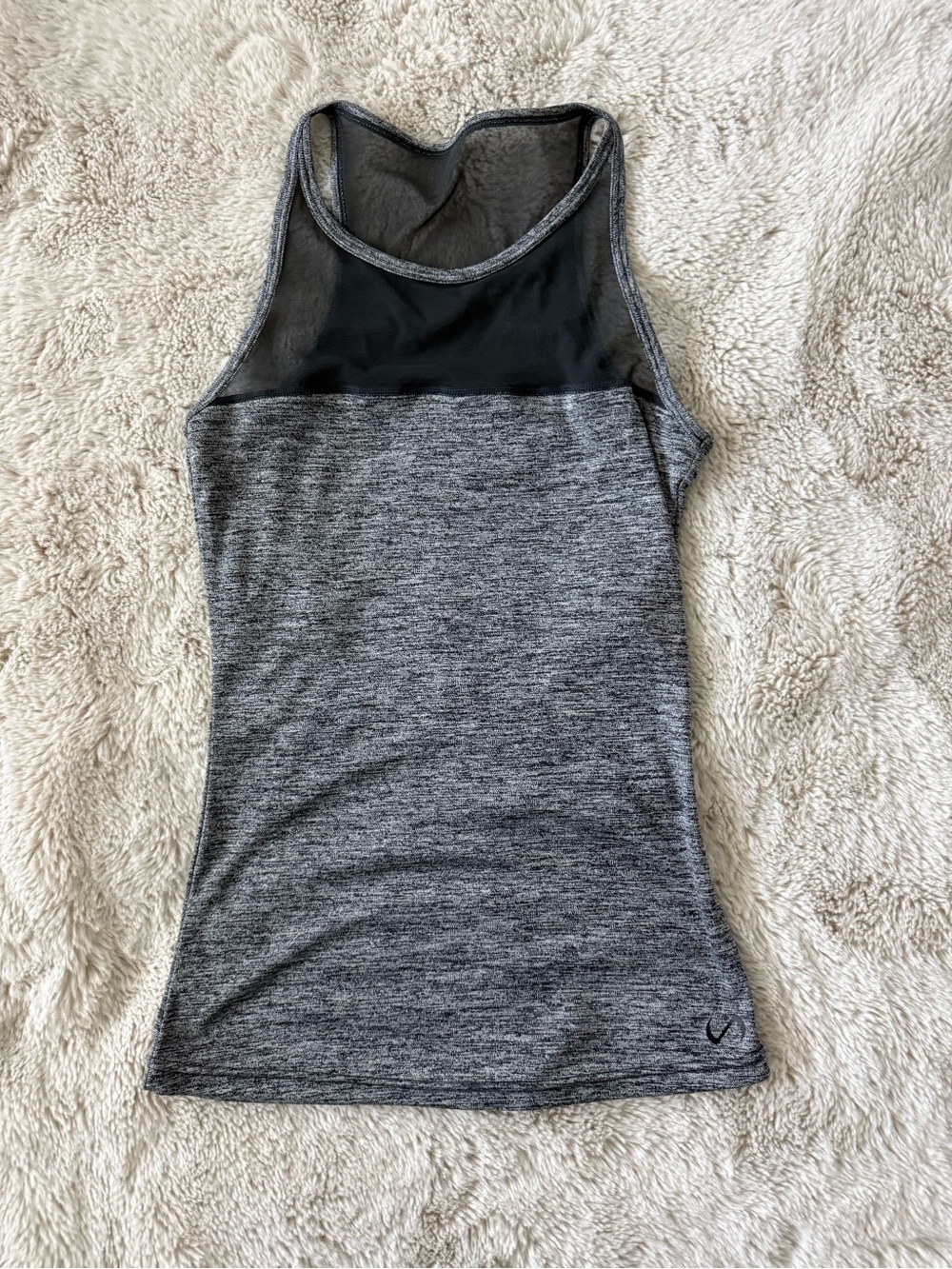 Women's Grey Mesh Yoke Racerback Tank Top